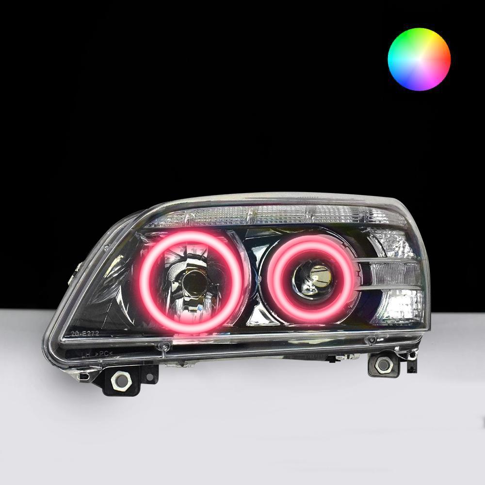 Holden WM/Statesman/Caprice/Grange Headlights with pink LED angel eye halo lights by Spectrum