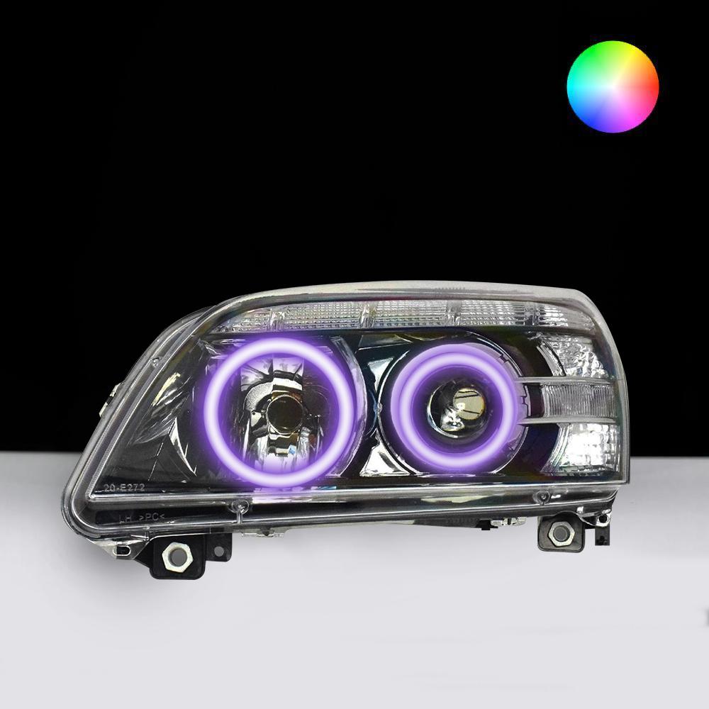 Holden WM/Statesman/Caprice/Grange Headlights with purple LED angel eye halo lights by Spectrum