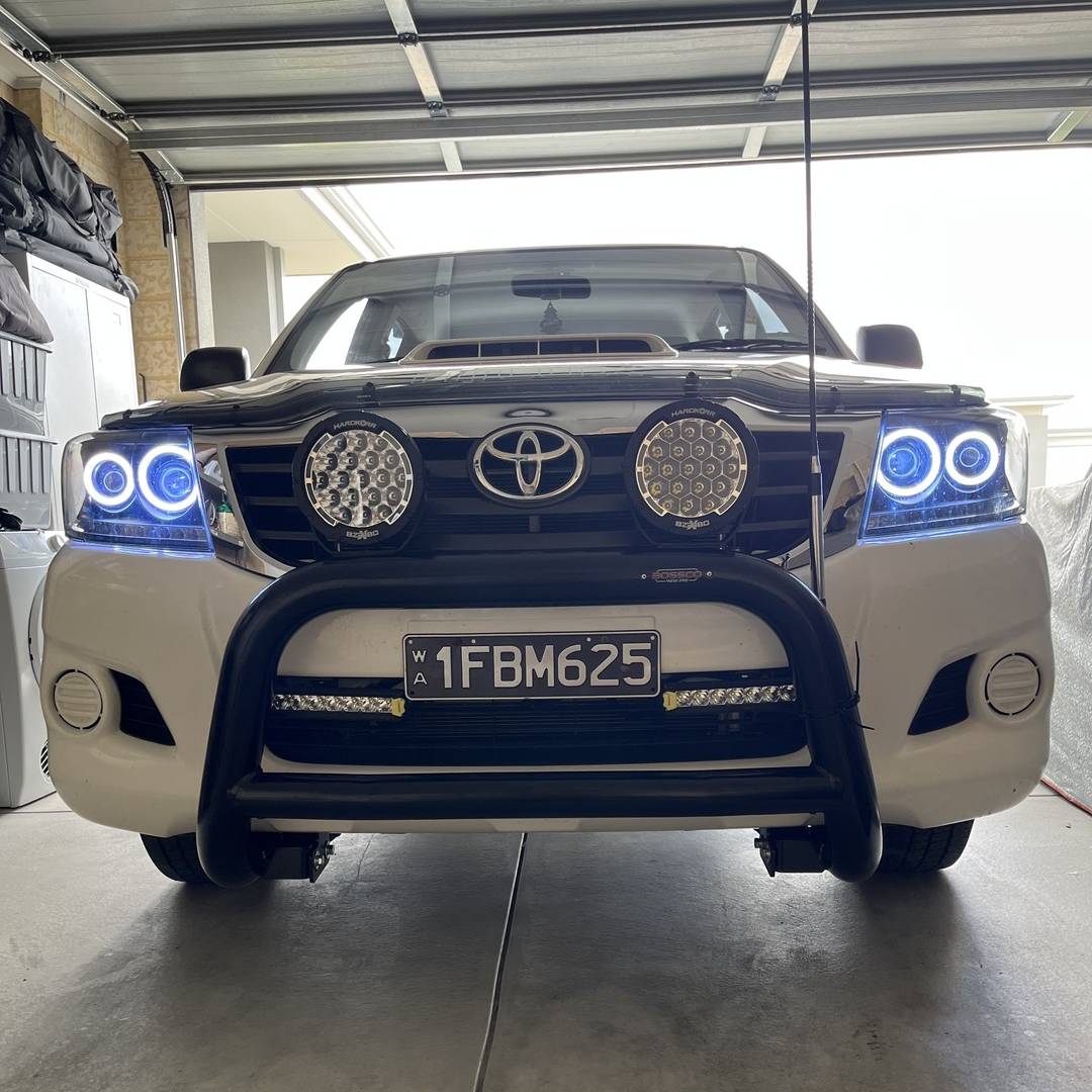 Toyota Hilux N70 2005-2011 Headlights with white LED angel eye halo lights by Spectrum