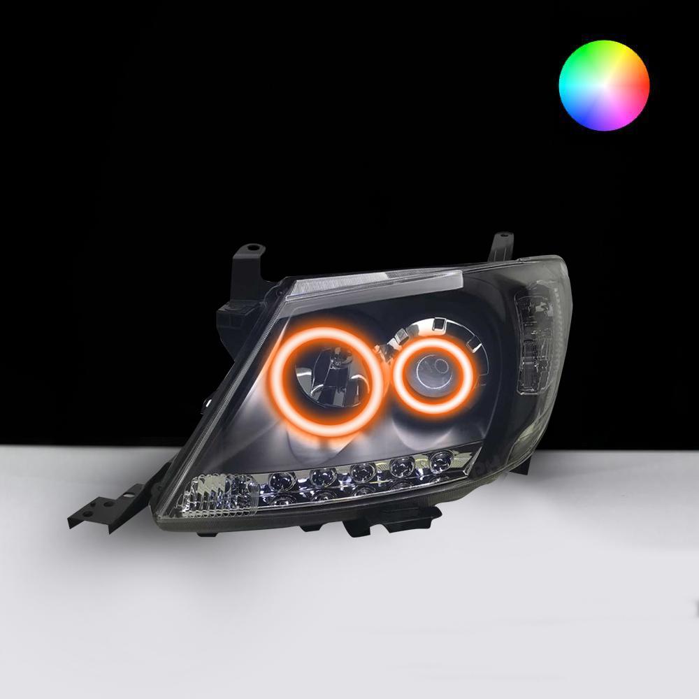 Toyota Hilux N70 2011-2015 Headlights with orange LED angel eye halo lights by Spectrum