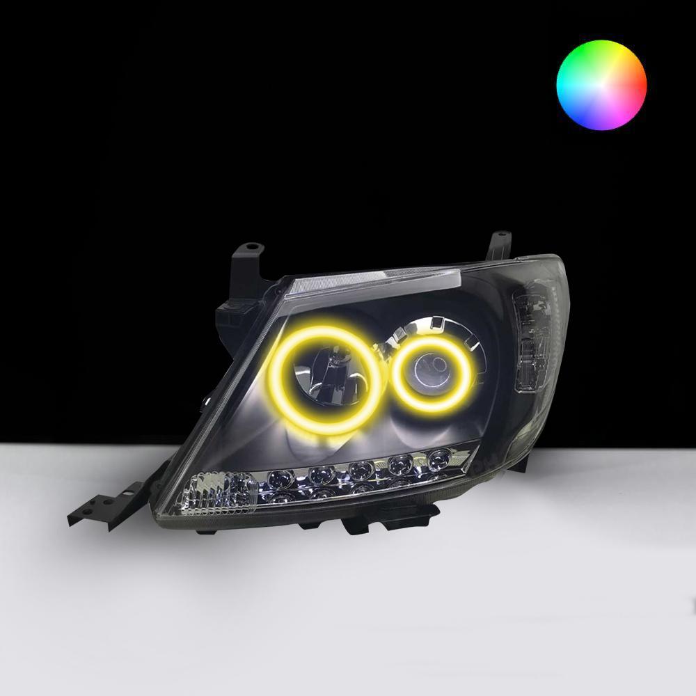 Toyota Hilux N70 2011-2015 Headlights with yellow LED angel eye halo lights by Spectrum